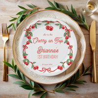Cherry on top ribbon whimsical birthday monogram