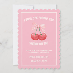 Cherry on Top Sweet Bow Bachelorette Invitation