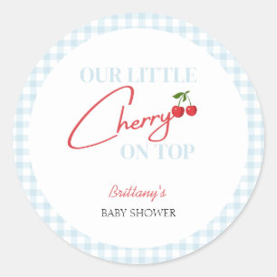Cherry on Top Tartan Plaid Baby Shower Classic Round Sticker