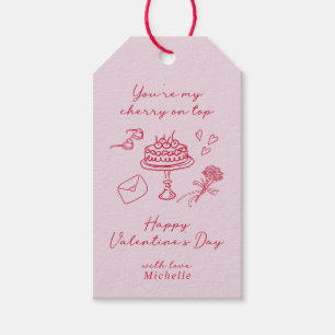 Cherry on top Valentines Day Pink Bow Gift Tags