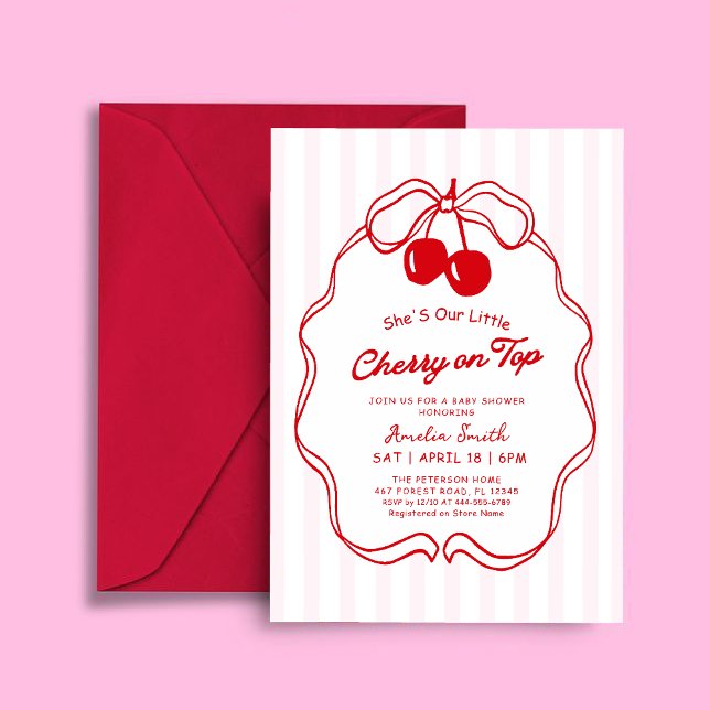 Cherry On Top Valentines girl Baby shower Invitation (Creator Uploaded)