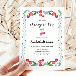 Cherry on Top Whimsical Retro Bridal Shower Invitation