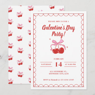 Cherry On Top White Galentine's Day Invitation