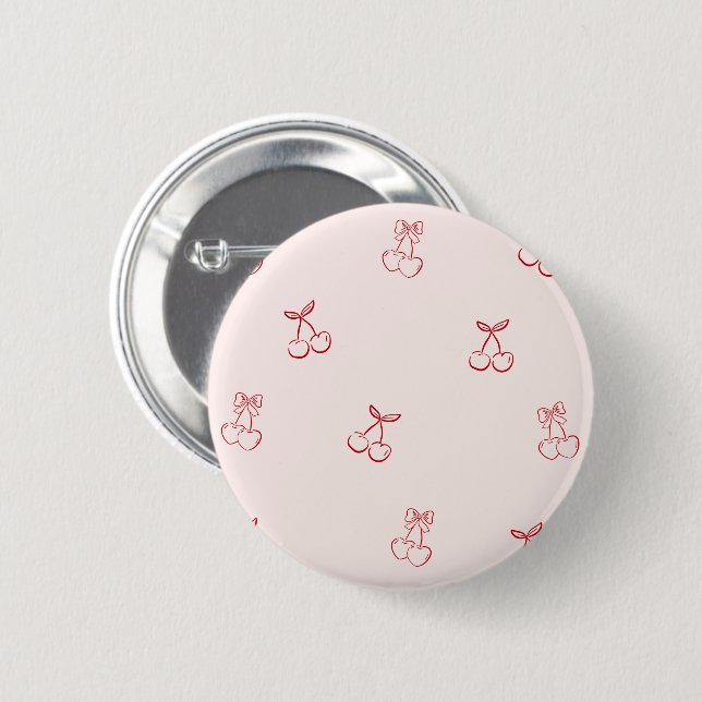 Cherry Outline Minimalism 6 Cm Round Badge (Front & Back)