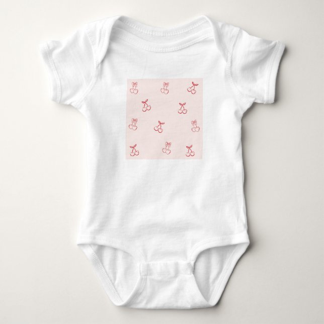 Cherry Outline Minimalism Baby Bodysuit (Front)