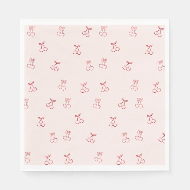  Cherry Outline Minimalism Napkin (Front)