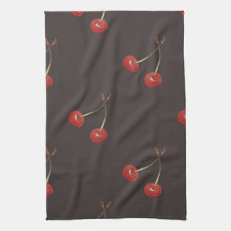 Cherry Pair Pattern (Dark Chocolate) Tea Towel