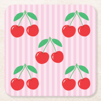 Cherry Paper Square Coasters
