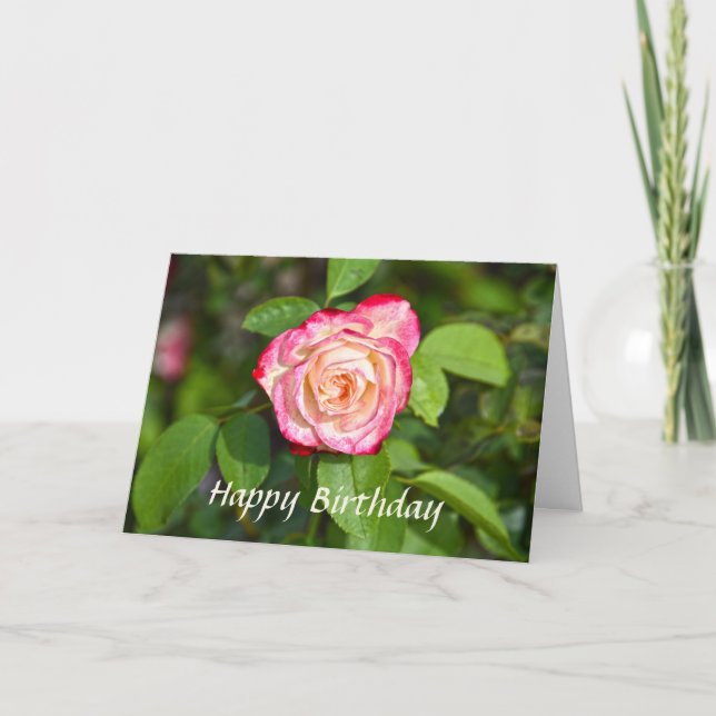 Cherry Parfait Rose Happy Birthday Card (Front)