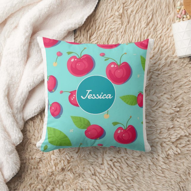 Cherry Pastel Colourful Personalised Pattern Cushion (Blanket)