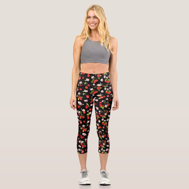 Cherry Pattern 1 Capri Leggings (Front)