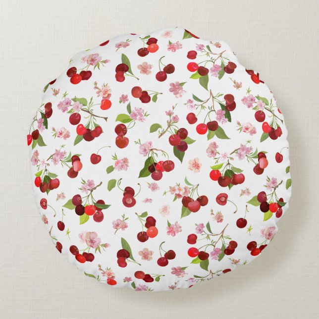 Cherry Pattern 1 Round Cushion (Back)