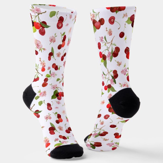 Cherry Pattern 1 Socks (Angled)
