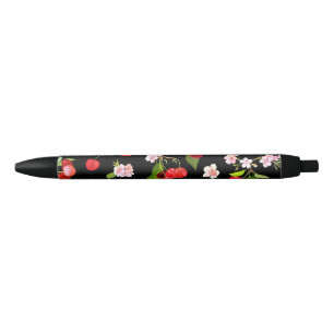 Cherry Pattern 2 Black Ink Pen