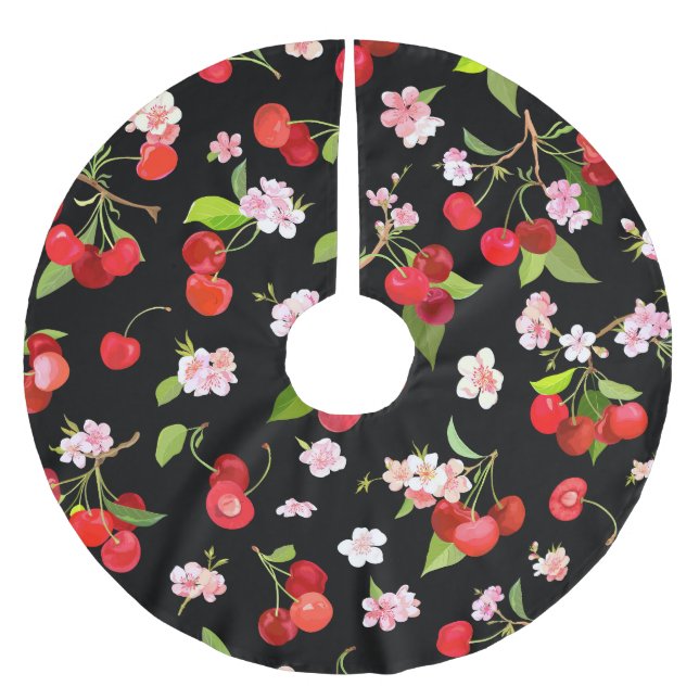 Cherry Pattern 2 Brushed Polyester Tree Skirt (Front)