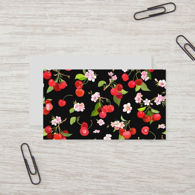 Cherry Pattern 2 Business Card (Front/Back In Situ)