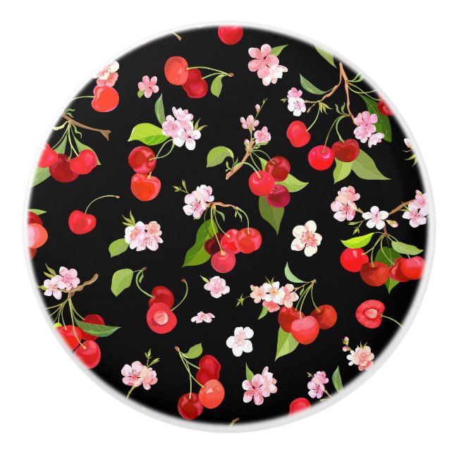 Cherry Pattern 2 Ceramic Knob (Front)
