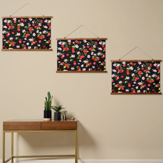 Cherry Pattern 2 Hanging Tapestry (Asymmetrical)