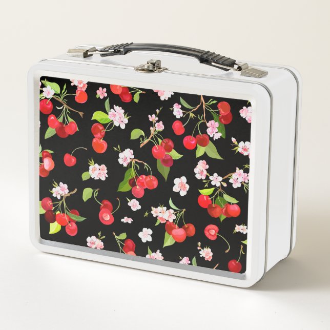Cherry Pattern 2 Metal Lunch Box (Front)