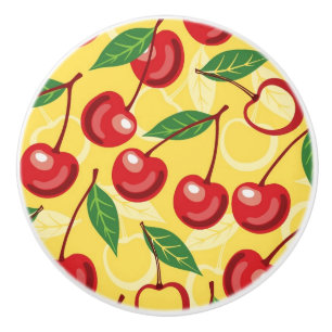 Cherry pattern ceramic knob