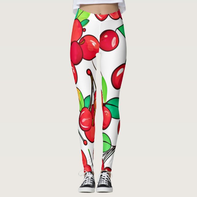 Cherry Pattern Design Leggings (Front)