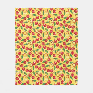 Cherry pattern fleece blanket