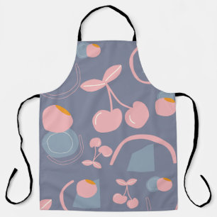 cherry pattern grey background apron