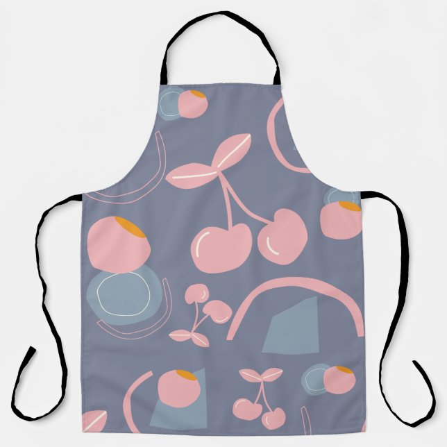 cherry pattern grey background apron (Front)