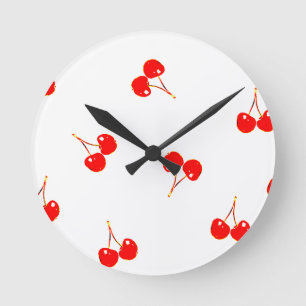 Cherry Pattern Pop Version Round Clock