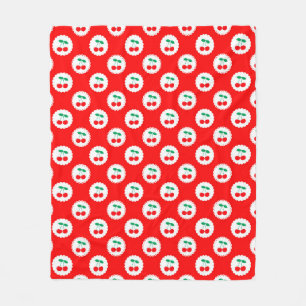 Cherry Pattern – Retro Fruit Gift & Decor Fleece Blanket