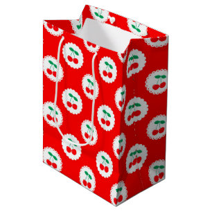 Cherry Pattern – Retro Fruit Gift & Decor Medium Gift Bag