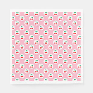 Cherry Pattern – Retro Fruit Gift & Decor Napkin