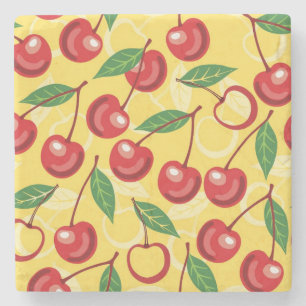 Cherry pattern stone coaster