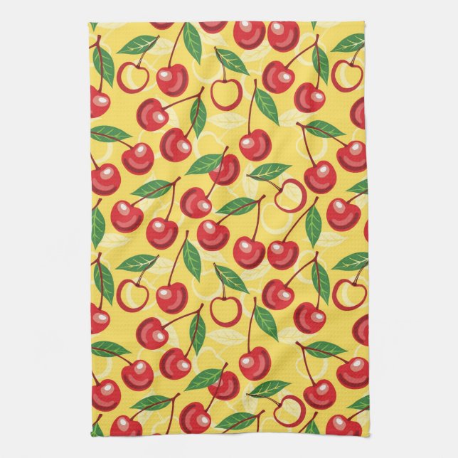 Cherry pattern tea towel (Vertical)