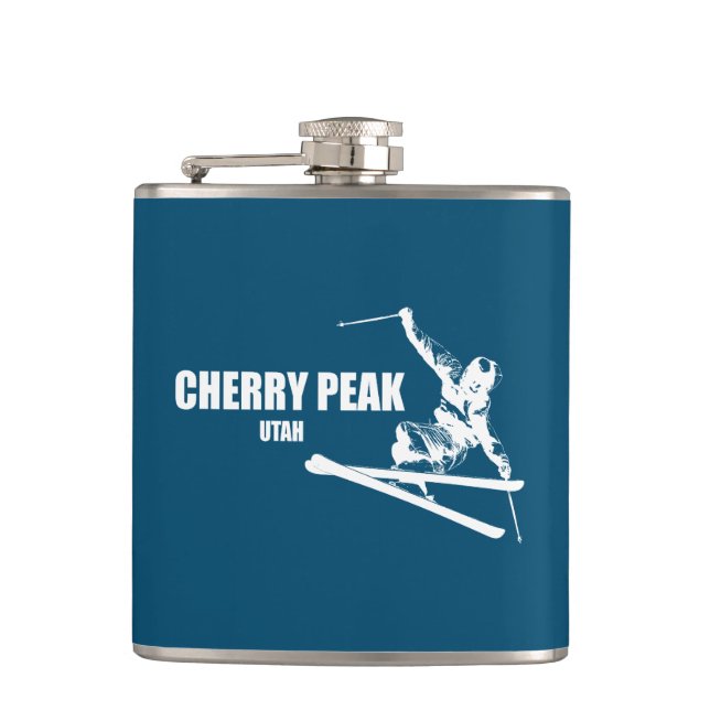 Cherry Peak Resort Skier Hip Flask (Front)