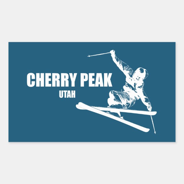 Cherry Peak Resort Skier Rectangular Sticker (Front)
