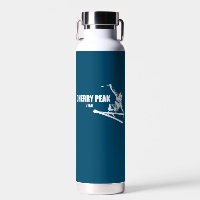 Cherry Peak Resort Skier Water Bottle (Front)