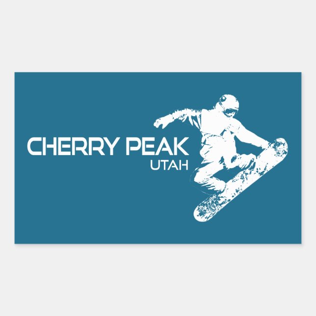 Cherry Peak Resort Utah Snowboarder Rectangular Sticker (Front)