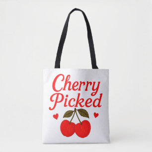 Cherry Picked Hearts Romantic Cottagecore Tote Bag