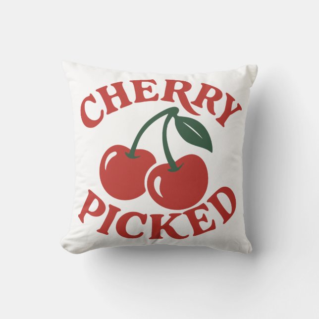 Cherry Picked Trendy Retro Fruit Graphic Cushion (Front)