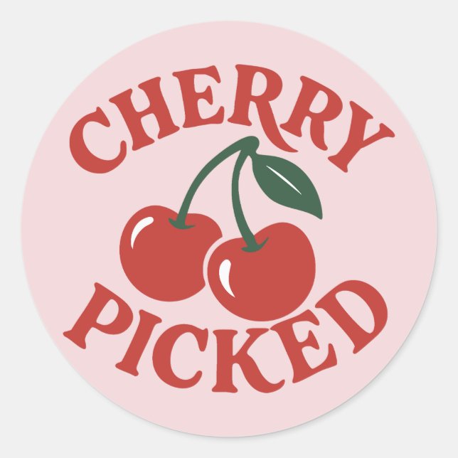 Cherry Picked Trendy Retro Fruit Graphic Party Classic Round Sticker (Front)