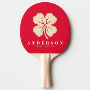 Cherry Picking Pink Four Leaf Clover with Name Ping Pong Paddle