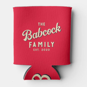 Cherry Picking Pink Retro Family Name & Year Can Cooler