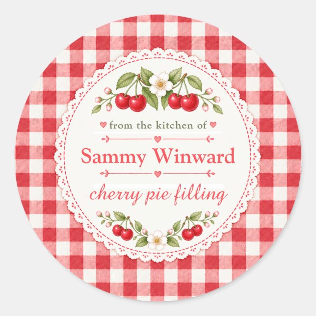 Cherry Pie Filling Homemade Gift Label (Front)