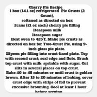 Cherry Pie recipe Labels