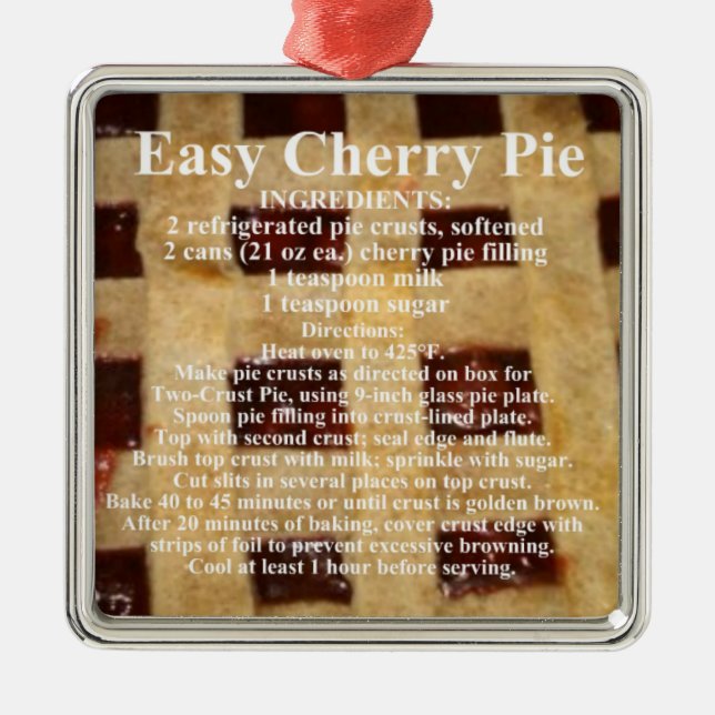 Cherry Pie Recipe Metal Tree Decoration (Front)