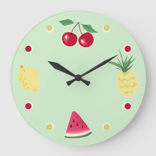 Cherry, pineapple, lemon and watermelon large cloc clock (Front)