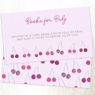 Cherry Pink Baby Shower Book Request Enclosure Card
