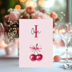 Cherry Pink Birthday Party Table Number