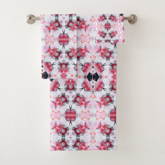 Cherry Pink Blossom Print Towel Set 